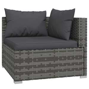 vidaXL 9 Piece Garden Lounge Set with Cushions Grey Poly Rattan
