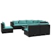 vidaXL 9-osaline aiam&ouml;&ouml;blikomplekt patjadega, pol&uuml;rotang, must