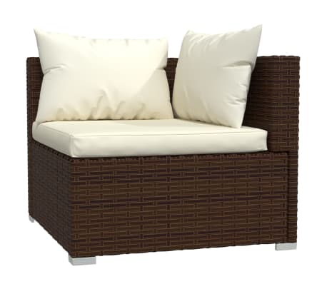 vidaXL 9-delige Loungeset met kussens poly rattan bruin