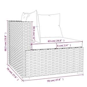 9dílná zahradní sedací souprava s poduškami polyratan hnědá - obrázek 6