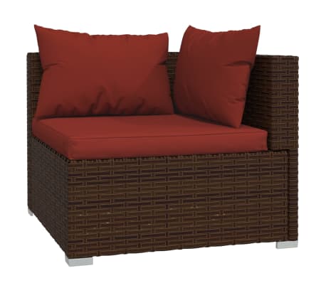 vidaXL Salon de jardin 12 pcs avec coussins R&eacute;sine tress&eacute;e Marron