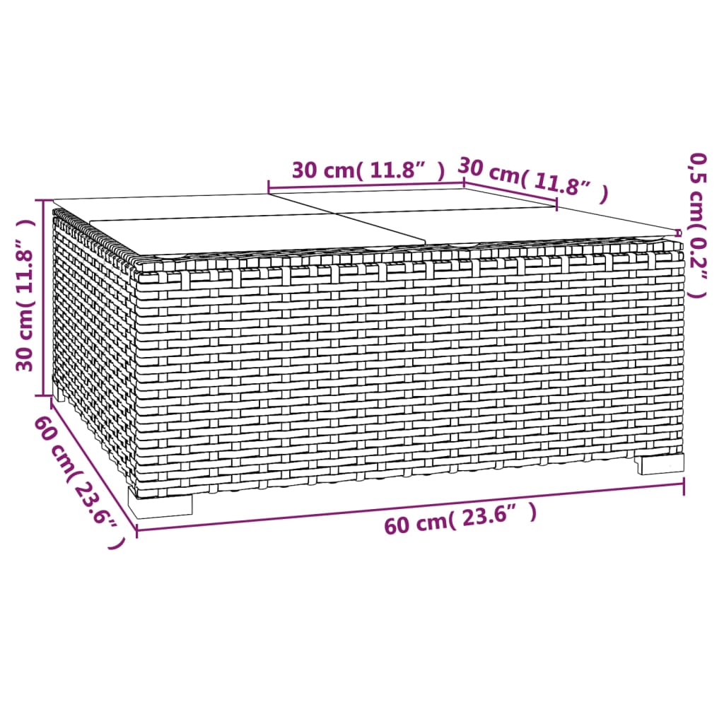 Klasyczny Zestaw Wypoczynkowy Ogrodowy z Poduszkami - Polirattan, 70x70x60.5cm