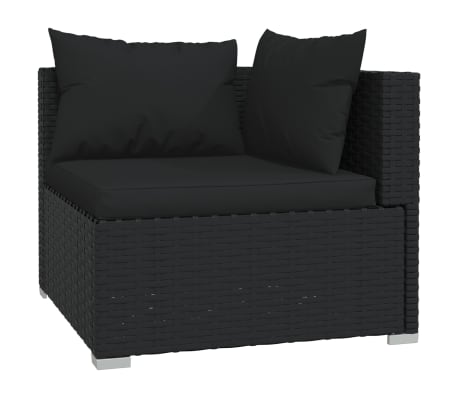 vidaXL Salon de jardin 12 pcs avec coussins Noir R&eacute;sine tress&eacute;e