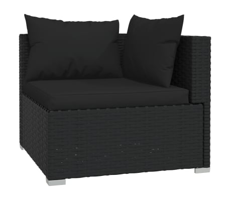 vidaXL 12 Piece Garden Lounge Set with Cushions Black Poly Rattan