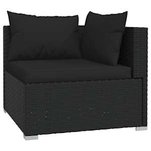 vidaXL 12 Piece Garden Lounge Set with Cushions Black Poly Rattan