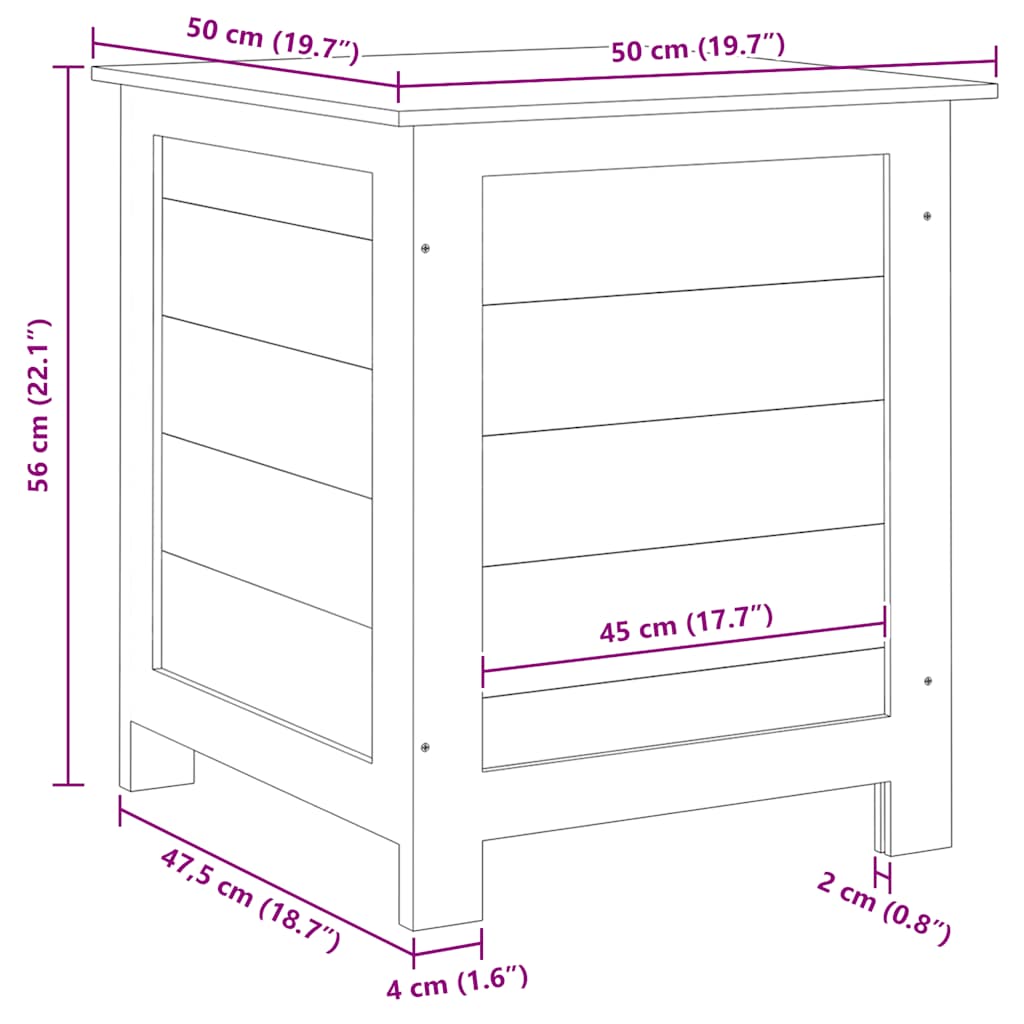 Garden pillow box, 50X50X56 cm, solid spruce wood