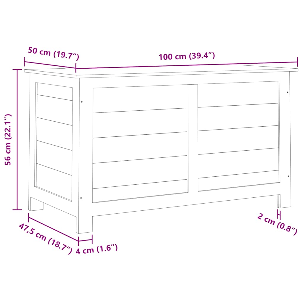 Garden pillow box, white, 100X50X56 cm, solid spruce wood