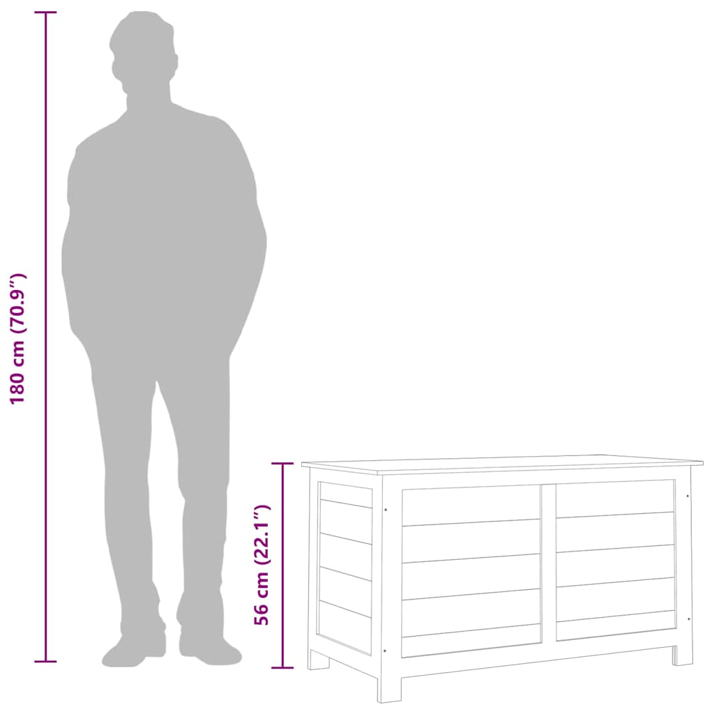 Garden pillow box, gray, 100X50X56 cm, solid spruce wood