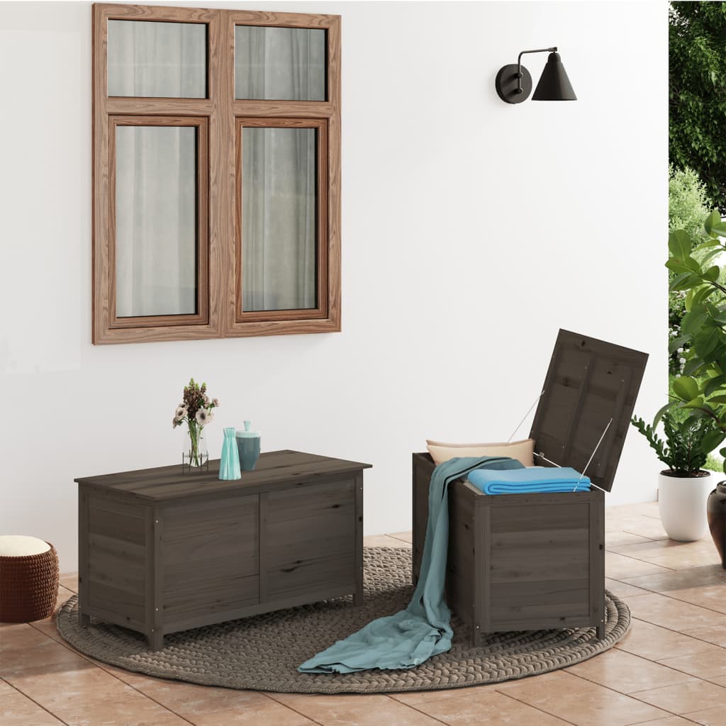 vida XL Outdoor-Kissenbox Anthrazit 100x 50x 56 cm Massivholz Tanne