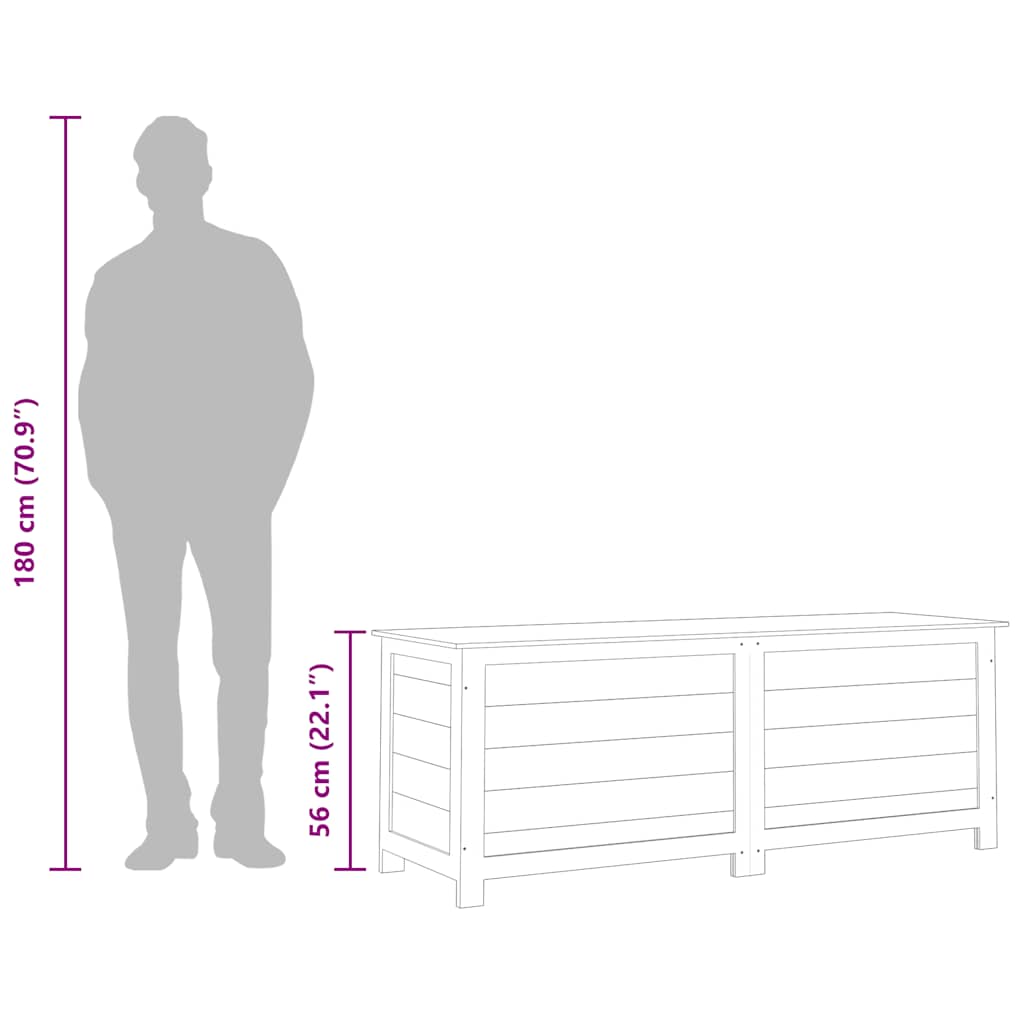 Garden cushion box, gray, 150X50X56 cm, solid spruce