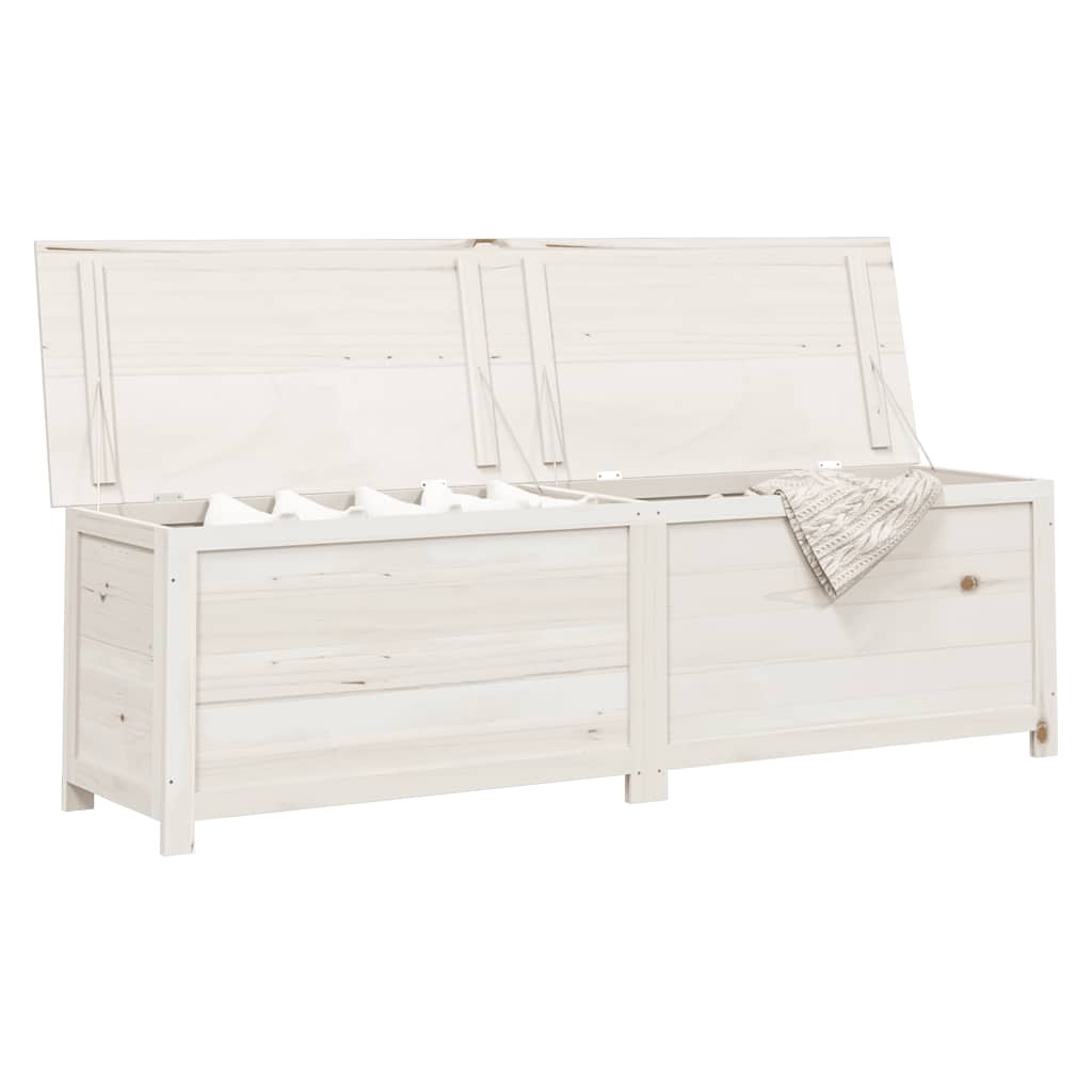 Cutie de perne de exterior alb 200x50x56 cm lemn masiv brad