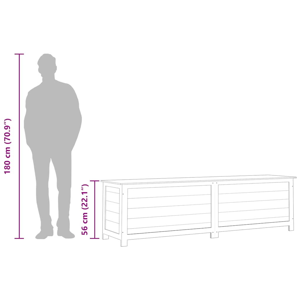 Garden pillow box, brown, 200X50X56 cm, solid spruce wood