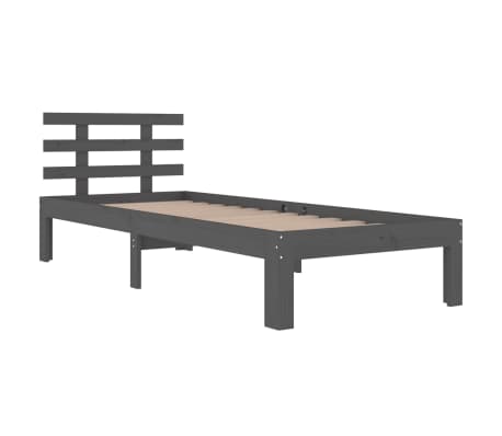 vidaXL Bed Frame Grey Solid Wood 90x190 cm Single