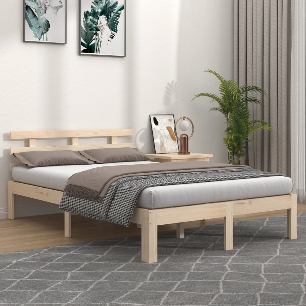 vidaXL Rama ka, lite drewno, 120x190 cm, podwjna