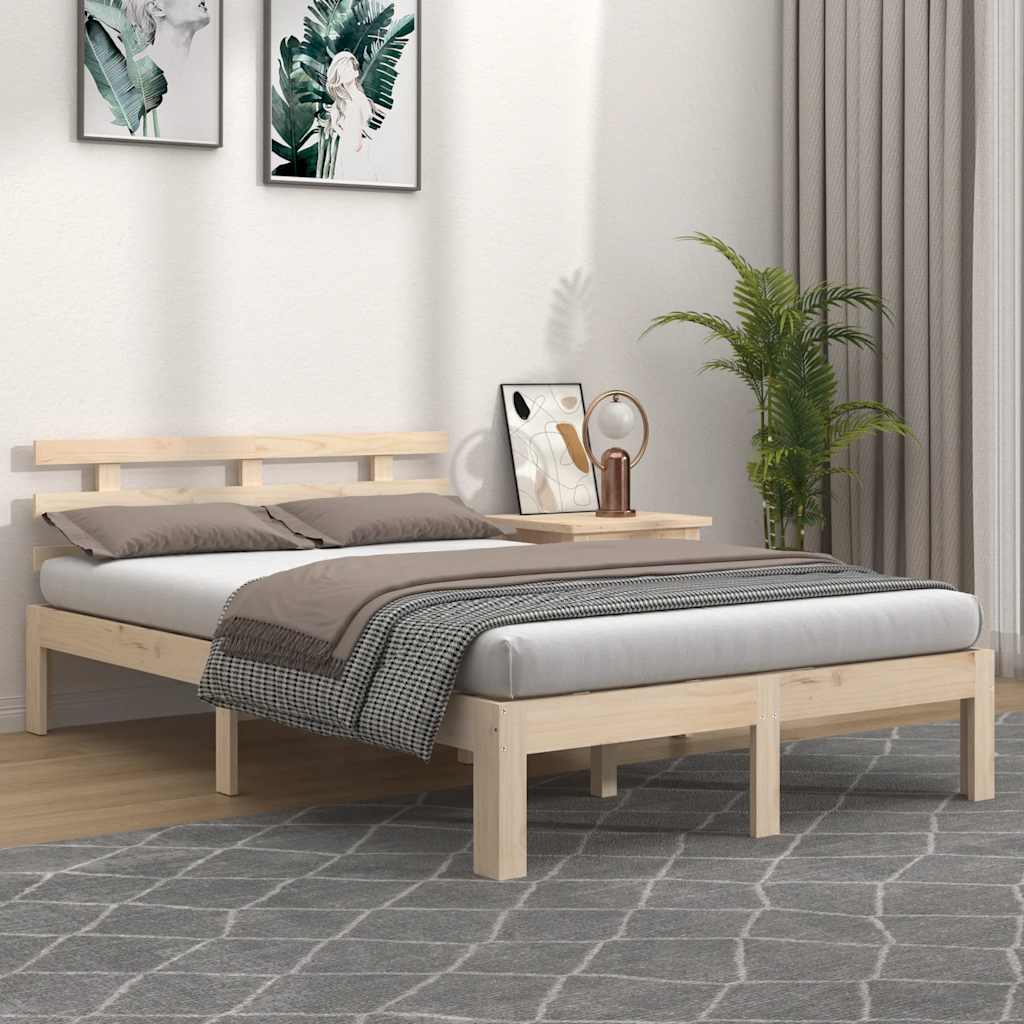 vidaXL Rama ��ka, lite drewno, 140 x 190 cm
