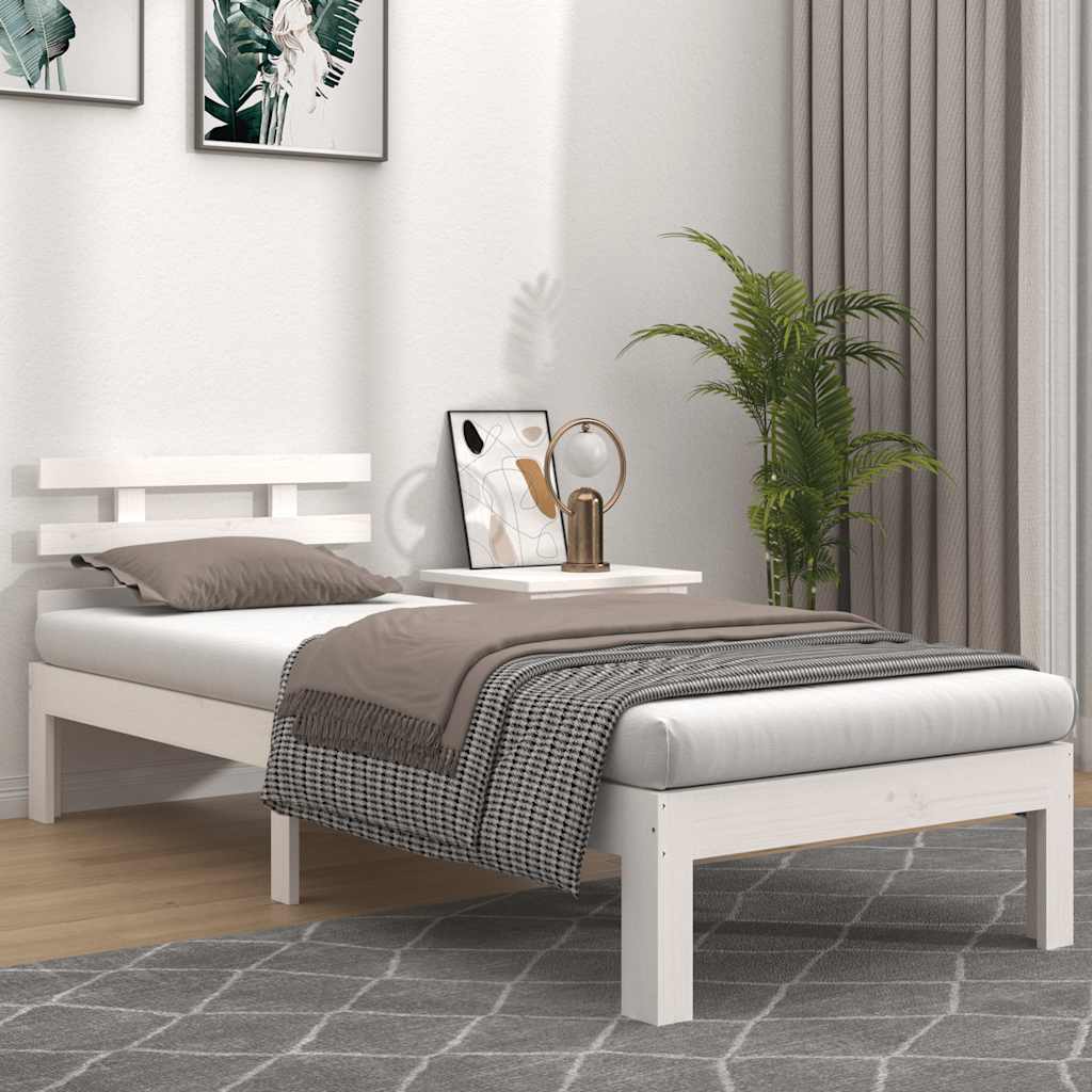 Sengeramme Small Single Massivt Træ - Hvid / 90 x 200 cm