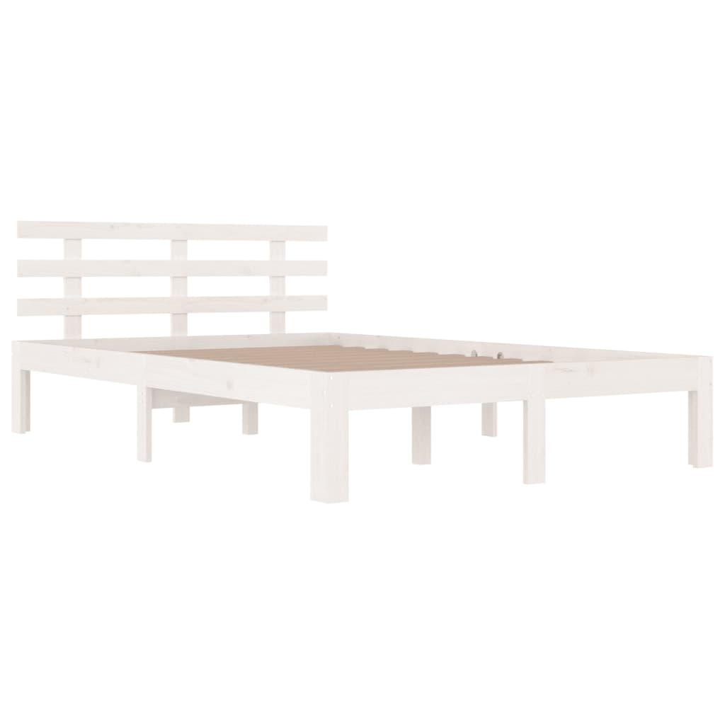 vidaXL Bedframe massief hout wit 150x200 cm afbeelding