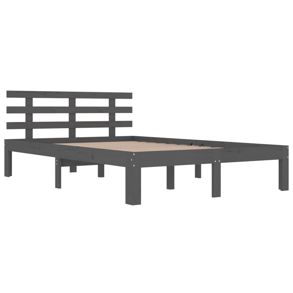 

vidaXL Bedframe massief hout grijs 150x200 cm 5FT King Size