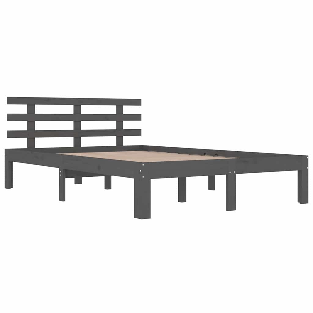 vidaXL Bedframe massief hout grijs 150x200 cm, foto 2