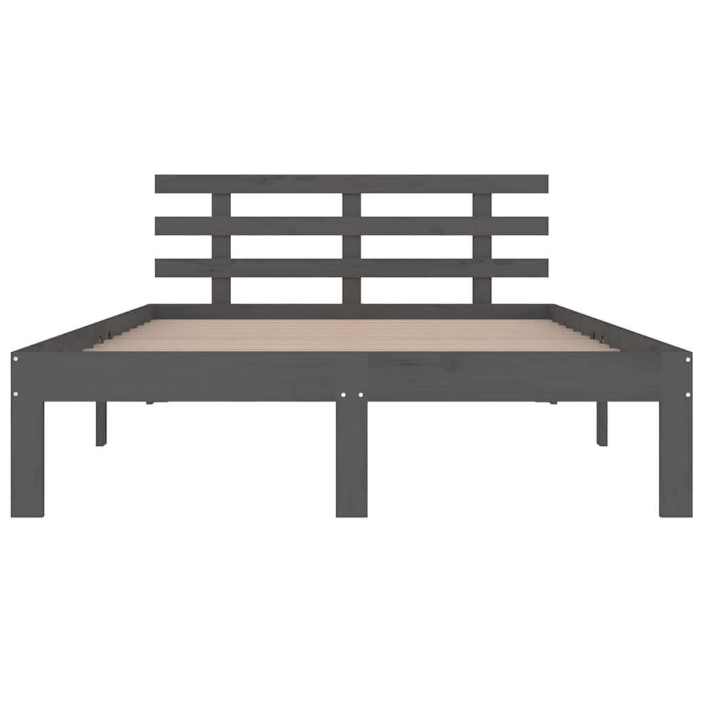 vidaXL Bedframe massief hout grijs 150x200 cm, foto 4