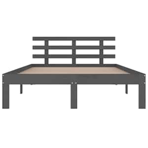 Rám postele šedý masivní dřevo 150 x 200 cm King Size - obrázek 4