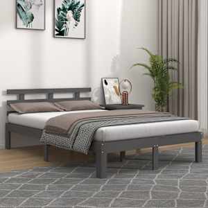 Rám postele šedý masivní dřevo 150 x 200 cm King Size - obrázek 1