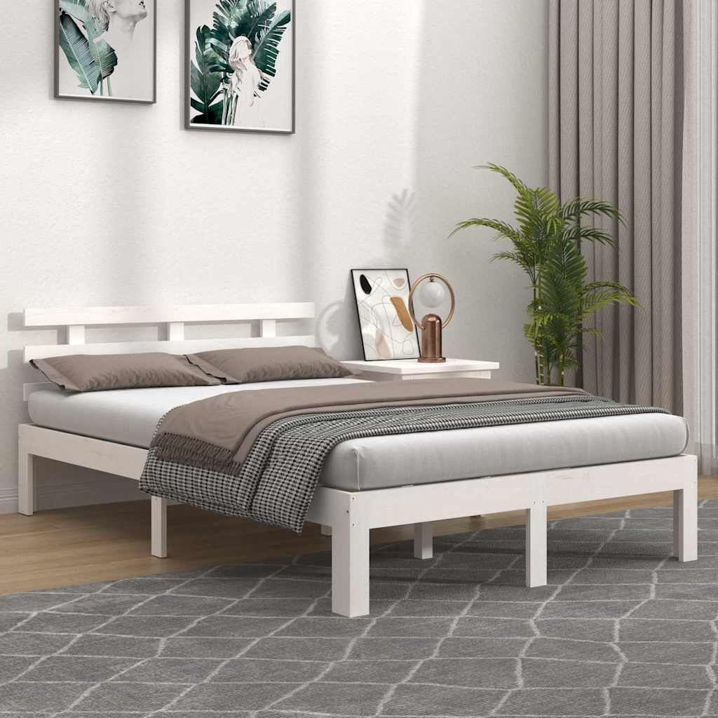 vidaXL Rama ��ka, bia�a, lite drewno, 200 x 200 cm