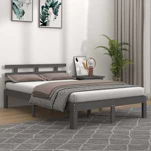 Rám postele šedý masivní dřevo 200 x 200 cm - obrázek 1