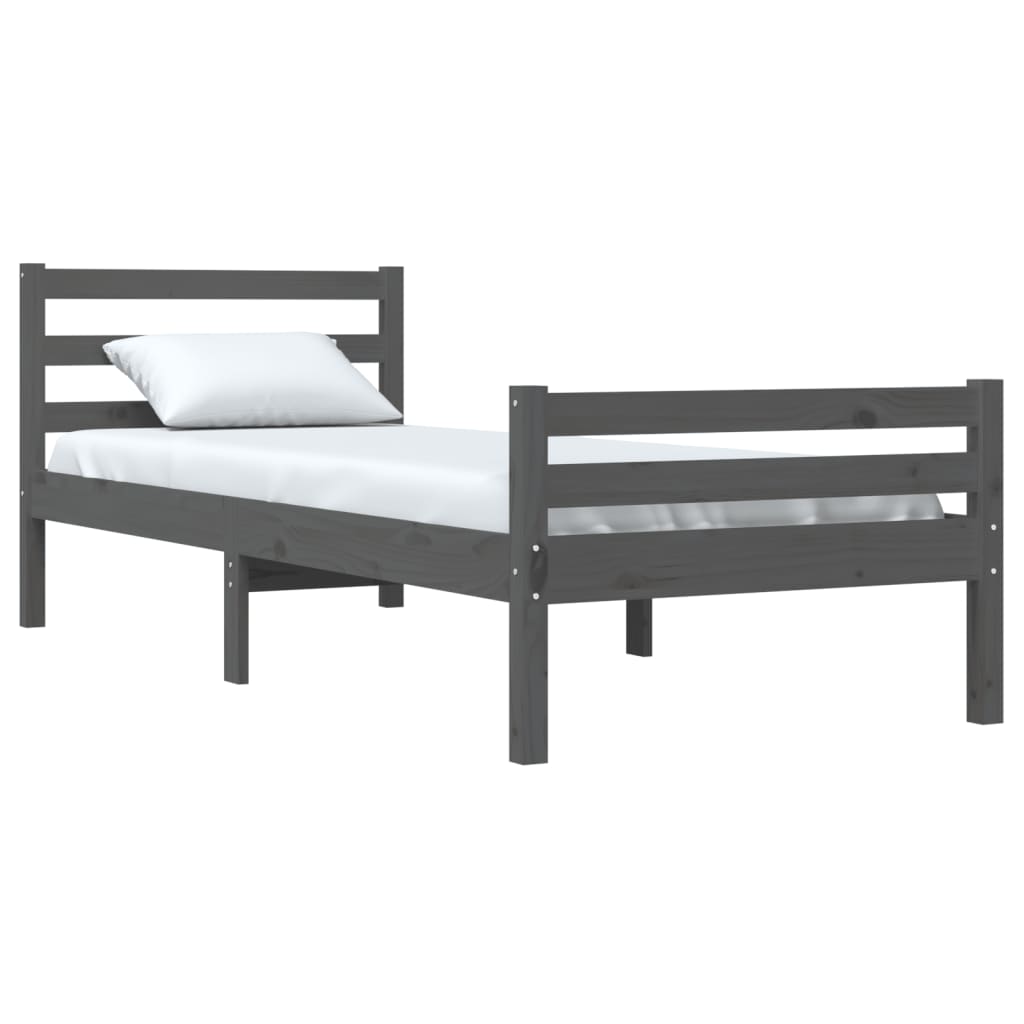 vidaXL Bedframe massief hout grijs 75x190 cm 2FT6 Small Single