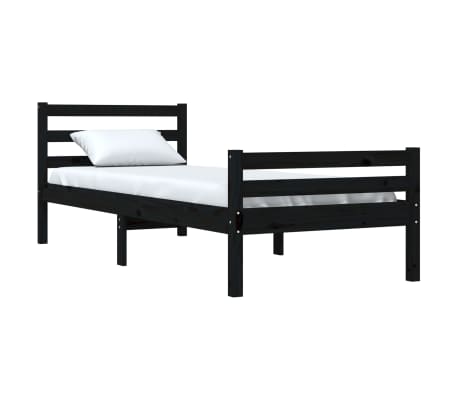 vidaXL Cadre de lit Noir Bois massif 90x190 cm Simple