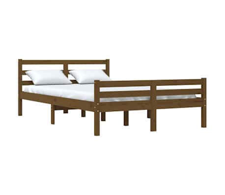 vidaXL Sengeramme honningbrun heltre 120x190 cm Small Double