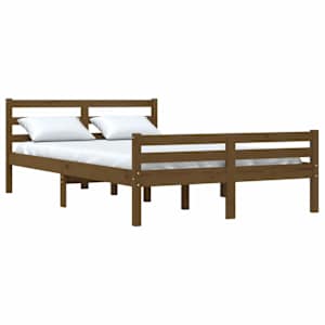 vidaXL Sengeramme honningbrun heltre 120x190 cm Small Double