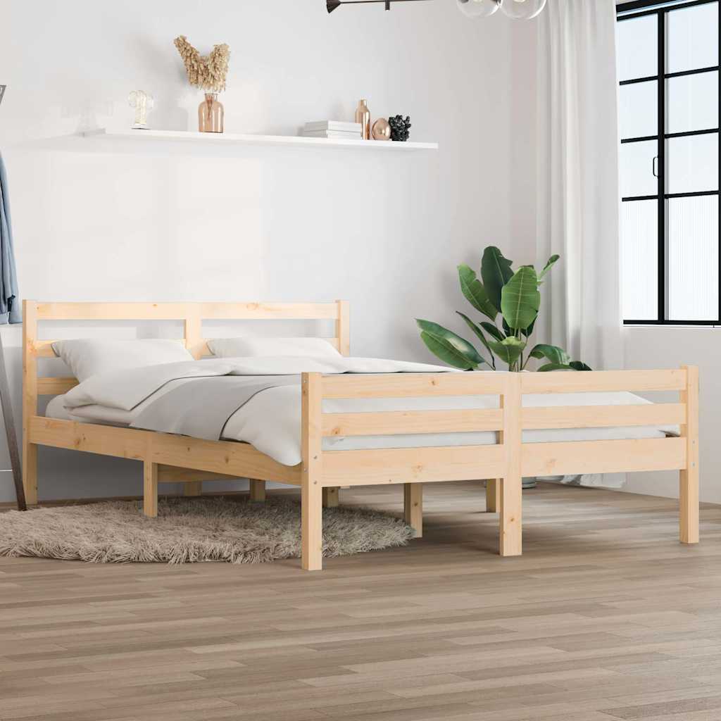 vidaXL Rama ��ka, lite drewno, 135x190 cm, podw�jna