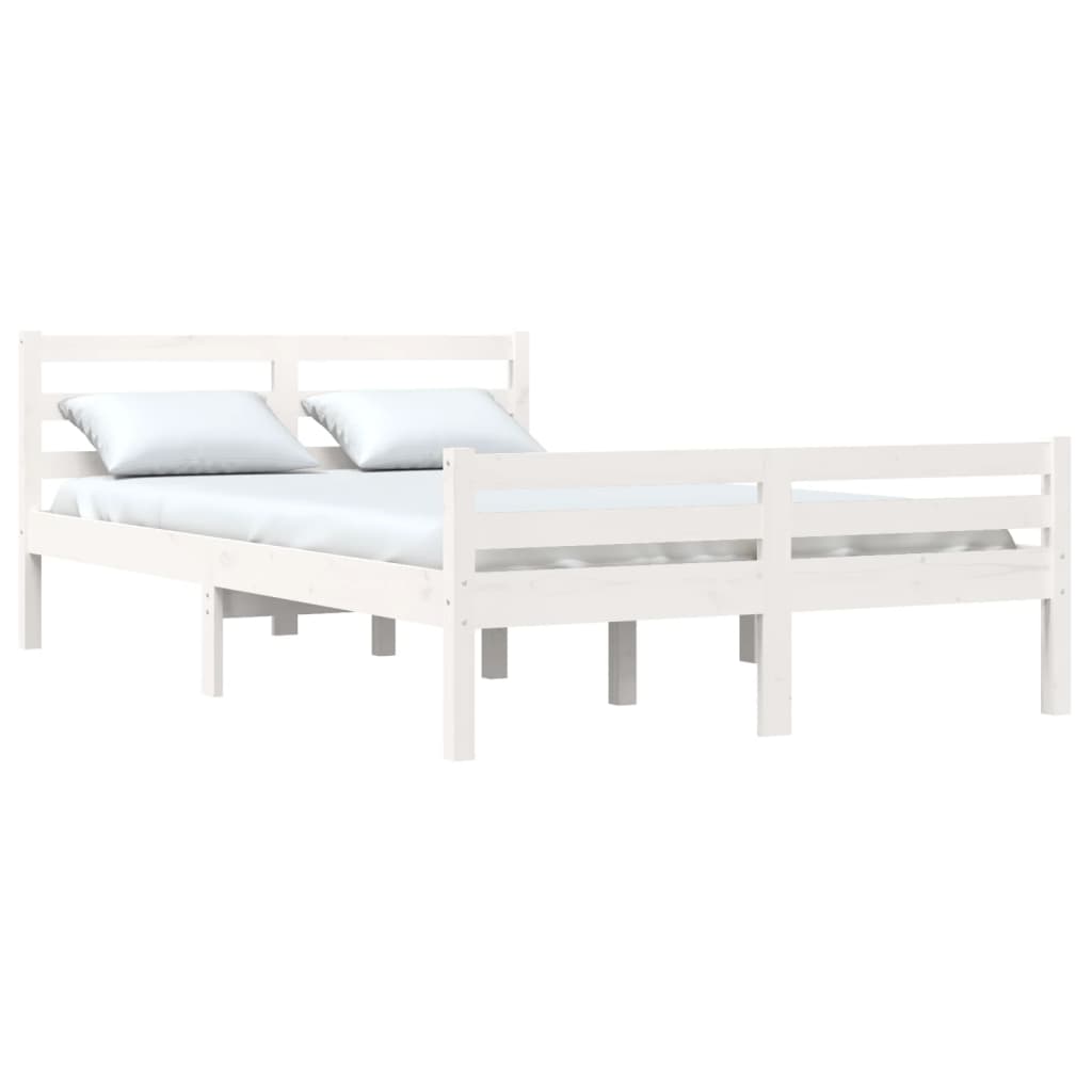 vidaXL Bedframe massief hout wit 135x190 cm afbeelding