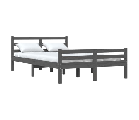 vidaXL Bedframe massief hout grijs 135x190 cm