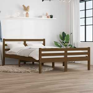 Rám postele medově hnědý masivní dřevo 135 x 190 cm dvojlůžko - obrázek 1