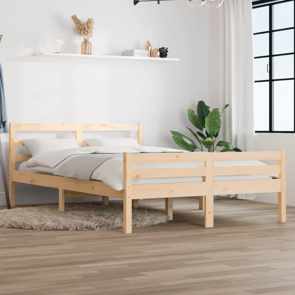 vidaXL Rama ��ka, lite drewno, 140 x 190 cm