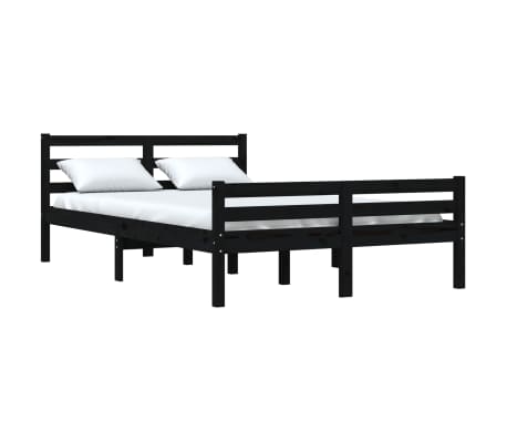 vidaXL Estructura de cama sin colch&oacute;n madera maciza negro 140x190 cm