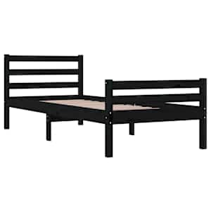 Rám postele černý masivní dřevo 90 x 200 cm - obrázek 4