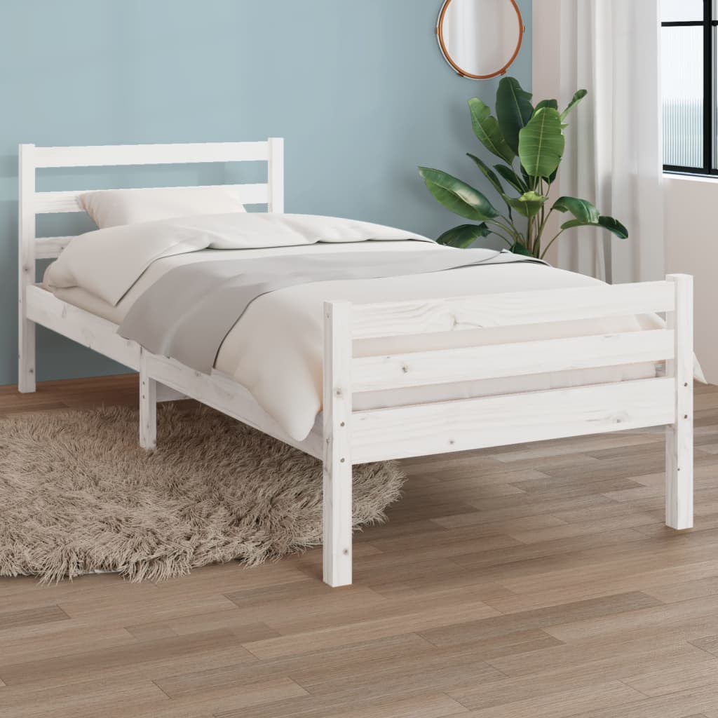 Estructura de cama madera maciza blanca 100x200 cm
