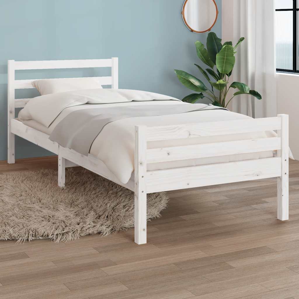 vidaXL Rama ��ka, bia�a, lite drewno, 100 x 200 cm
