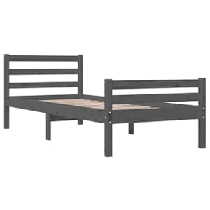 Rám postele šedý masivní dřevo 100 x 200 cm - obrázek 4