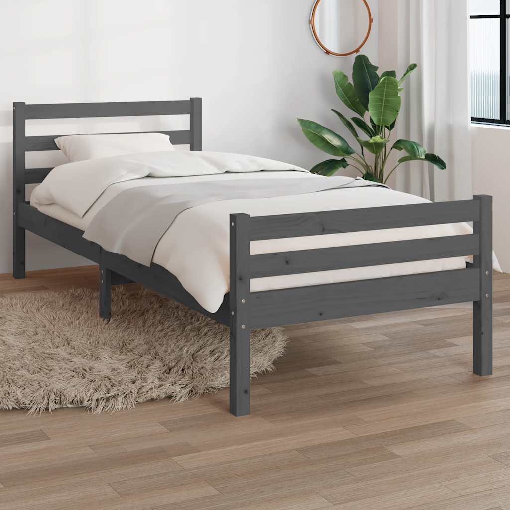 vidaXL Rama ��ka, szara, lite drewno, 100 x 200 cm
