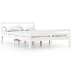 Rám postele bílý masivní dřevo 150 x 200 cm King Size - obrázek 2