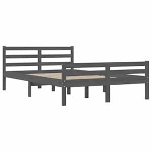 Rám postele šedý masivní dřevo 150 x 200 cm King Size - obrázek 4
