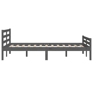 Rám postele šedý masivní dřevo 150 x 200 cm King Size - obrázek 6