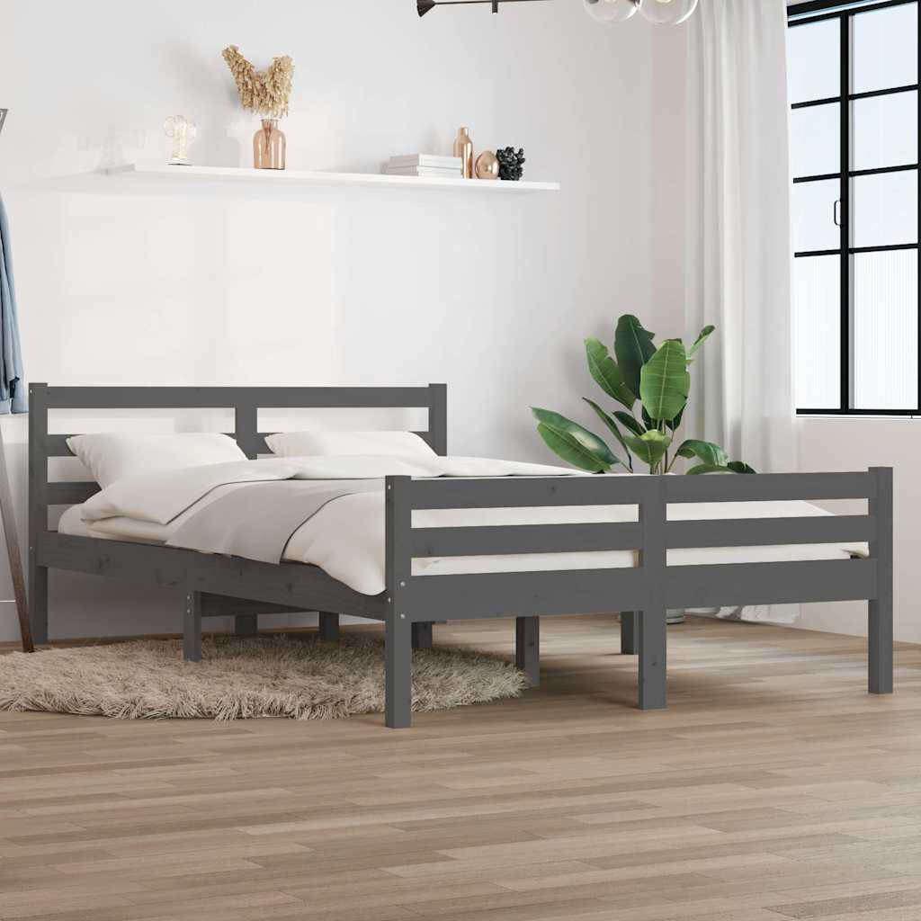 vidaXL Rama ��ka, szara, lite drewno, 150x200 cm