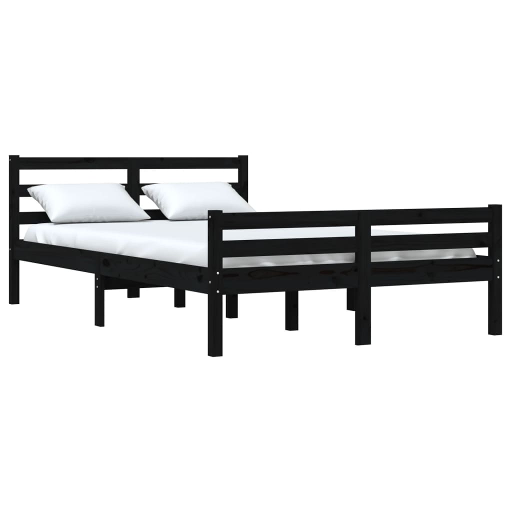 

vidaXL Bedframe massief hout zwart 150x200 cm 5FT King Size