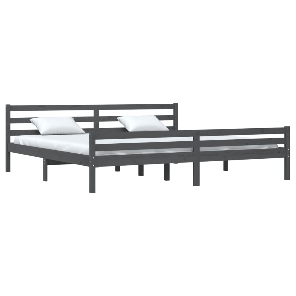 

vidaXL Bedframe massief hout grijs 180x200 cm 6FT Super King