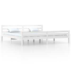 Rám postele bílý masivní dřevo 200 x 200 cm - obrázek 2